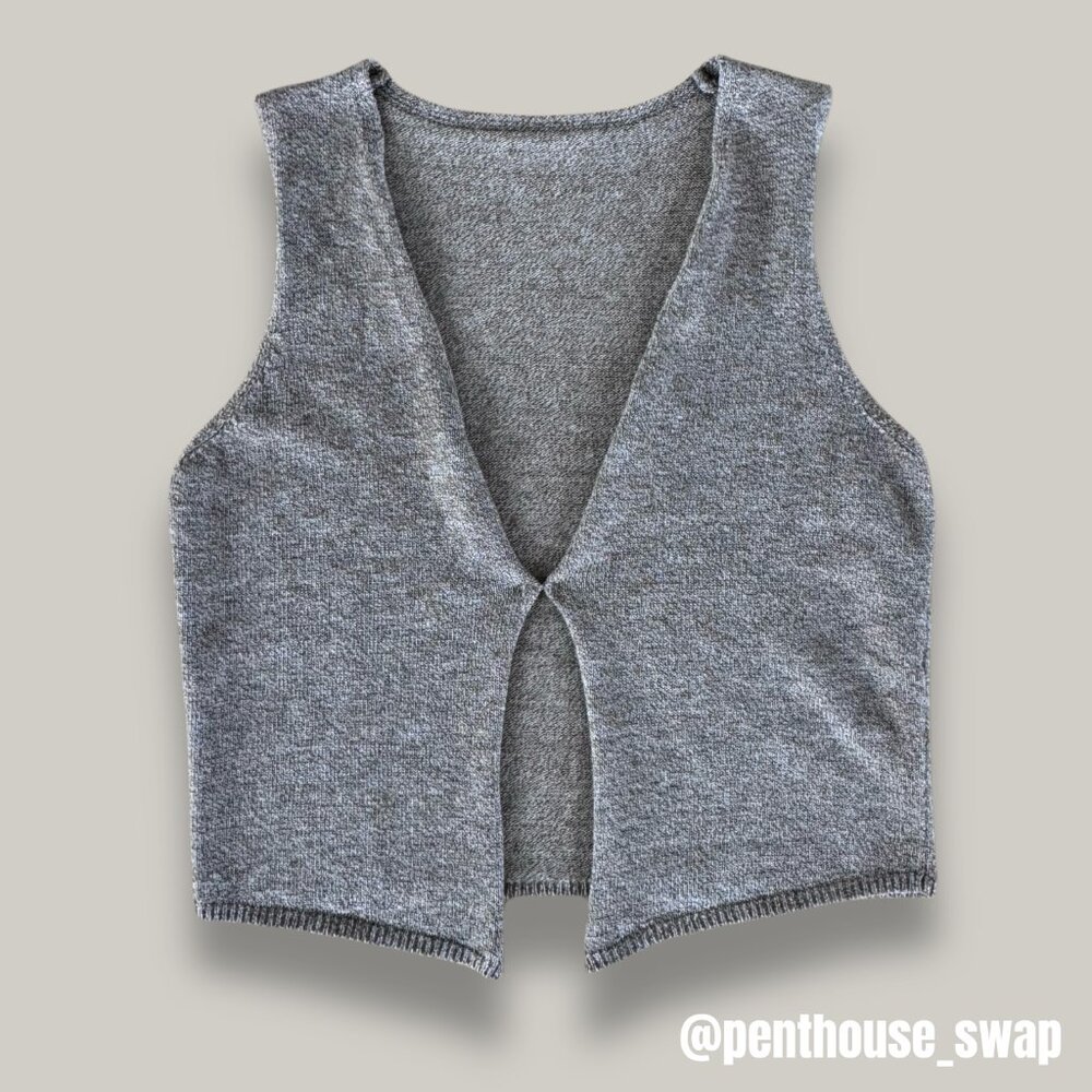 Khaki Knit Open Front Vest Tank Top, Size M